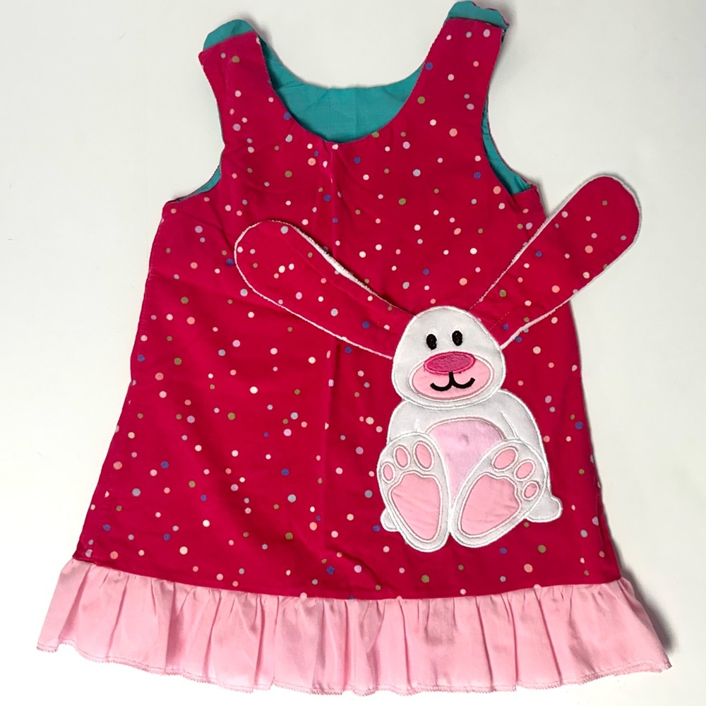 Pink polka dot bunny dress 2T - Picture 4 of 11